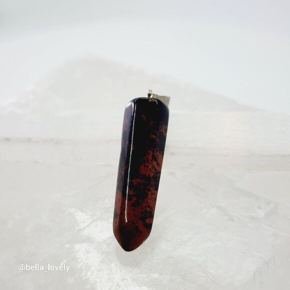 Faceted Mahogany Obsidian Pendulum Handmade Ethnic Hippie Pendant Jewelry 1.43" - Picture 3 of 3